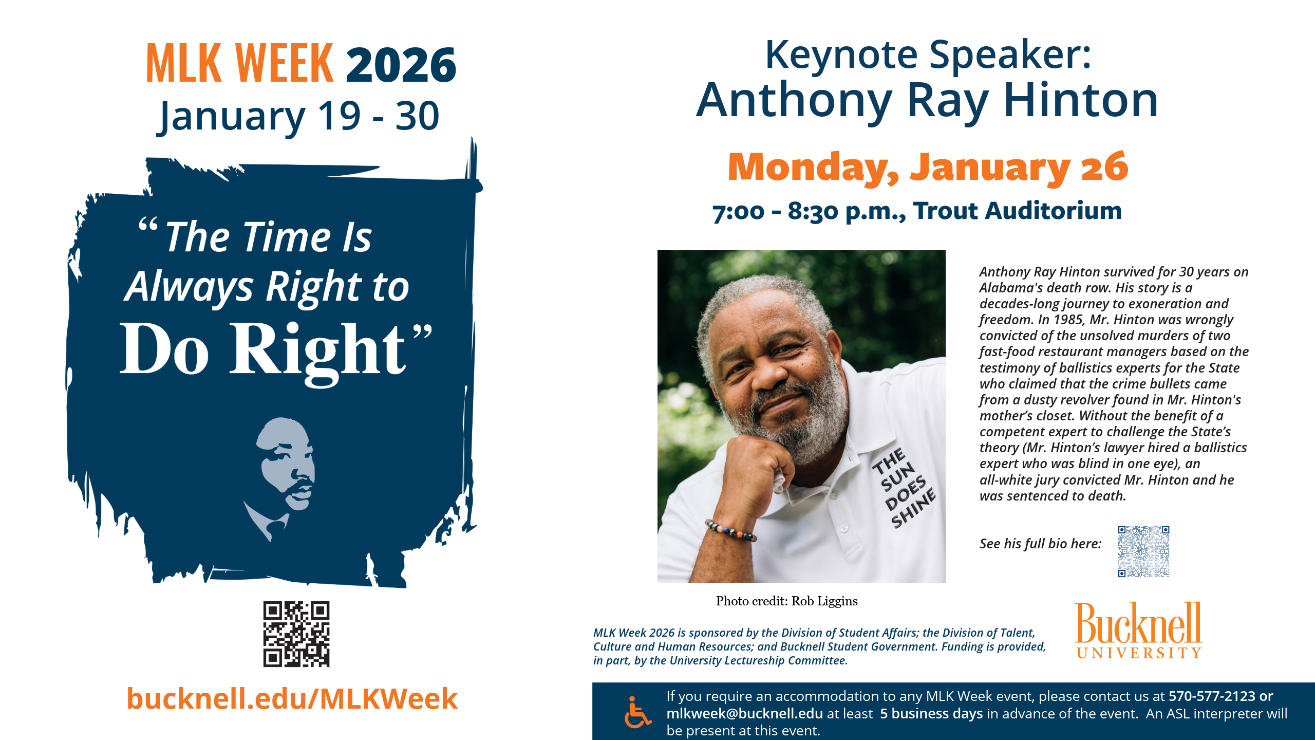 poster with image of protesters sitting at a lunch counter and information about events on January 20, January 24 and January 31.