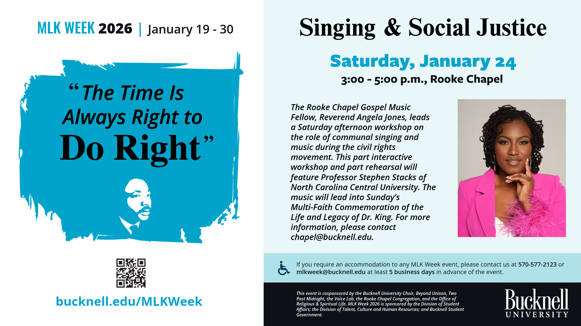 poster with image of protesters sitting at a lunch counter and information about events on January 20, January 24 and January 31.