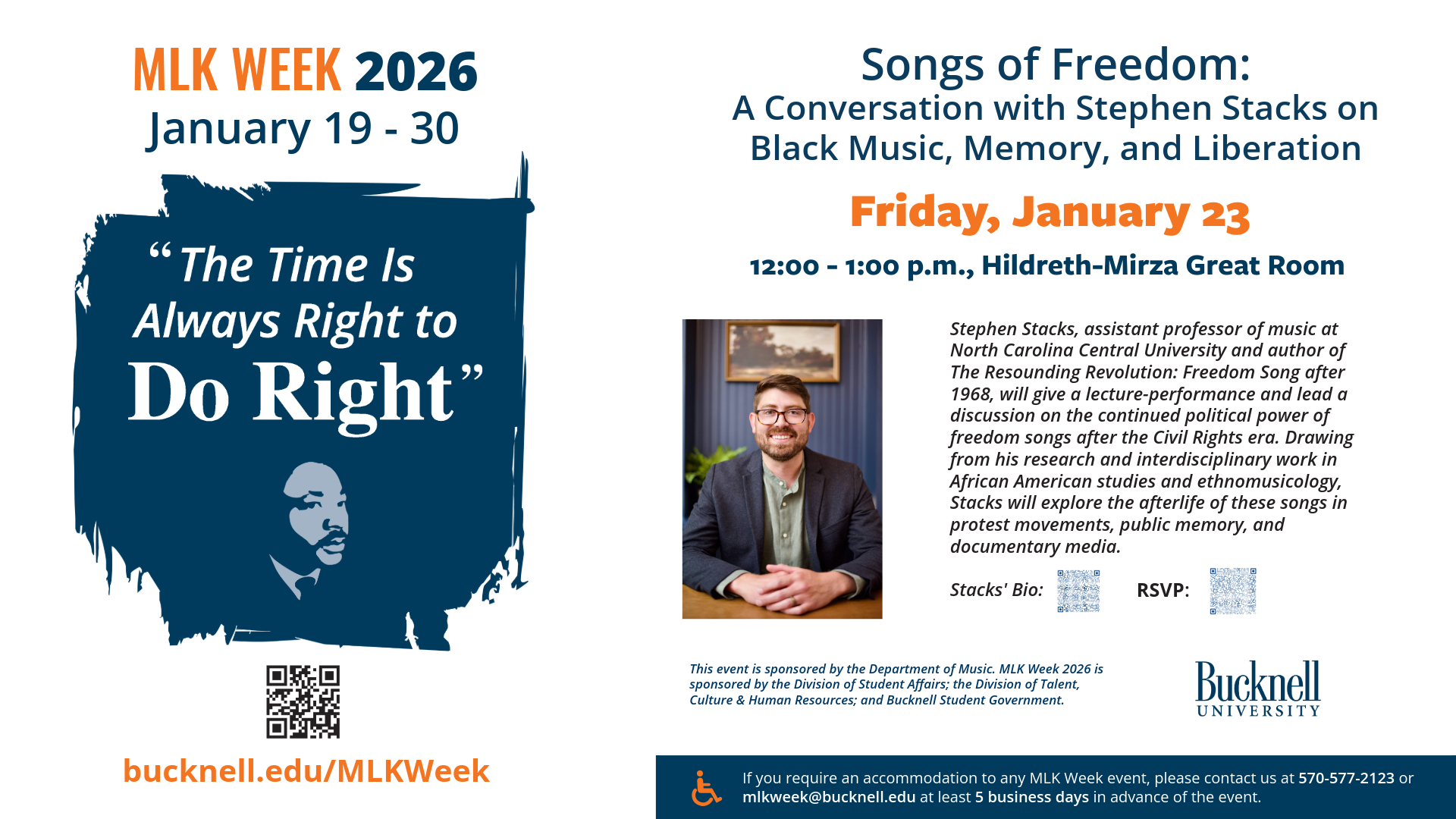 poster with image of protesters sitting at a lunch counter and information about events on January 20, January 24 and January 31.