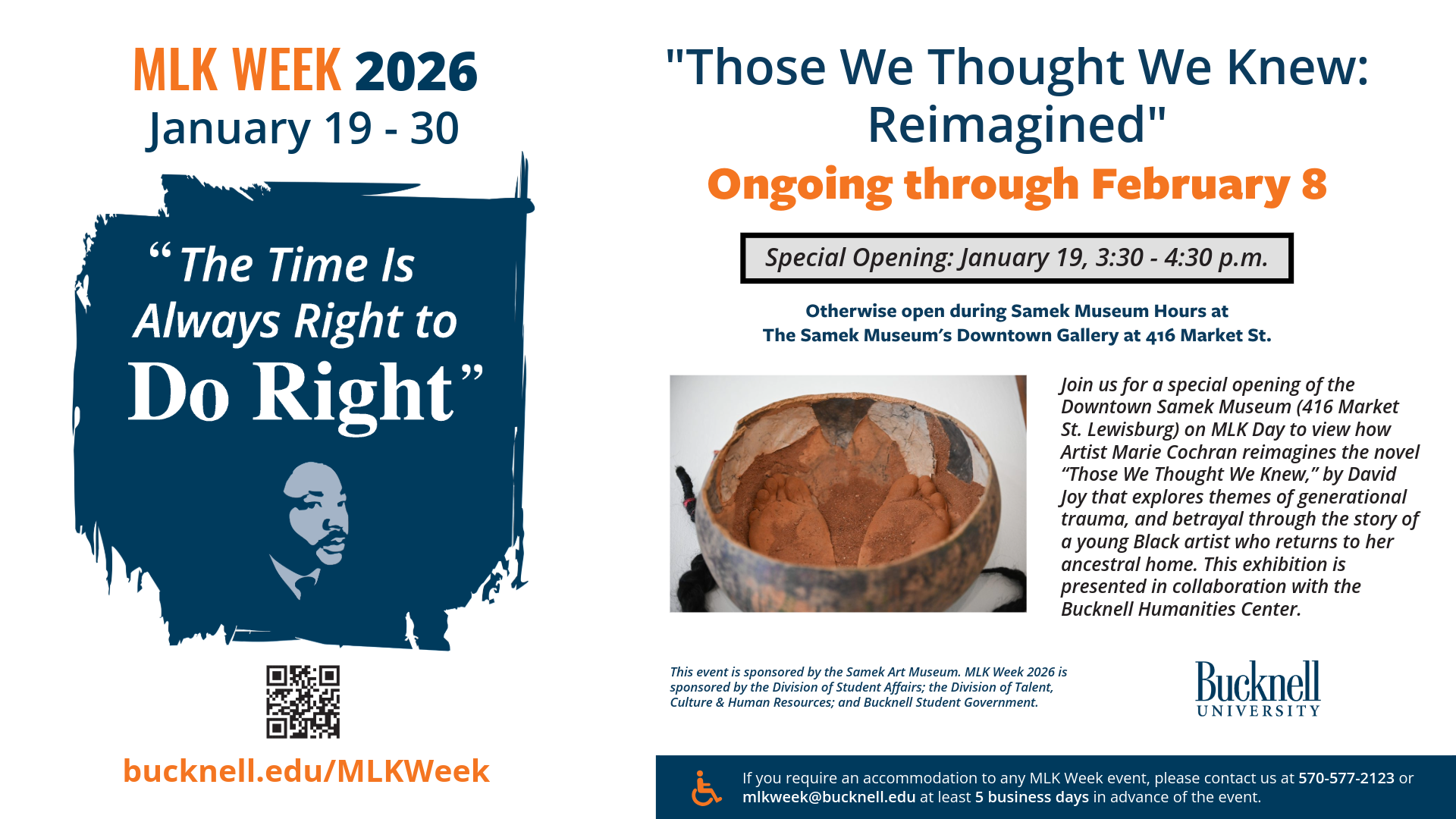 poster with image of protesters sitting at a lunch counter and information about events on January 20, January 24 and January 31.